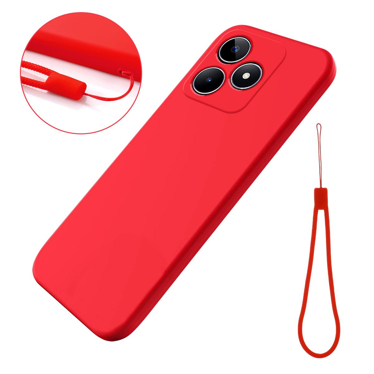

For Realme C51s 4G Case Liquid Silicone Anti-Scratch Phone Cover with Hand Strap B