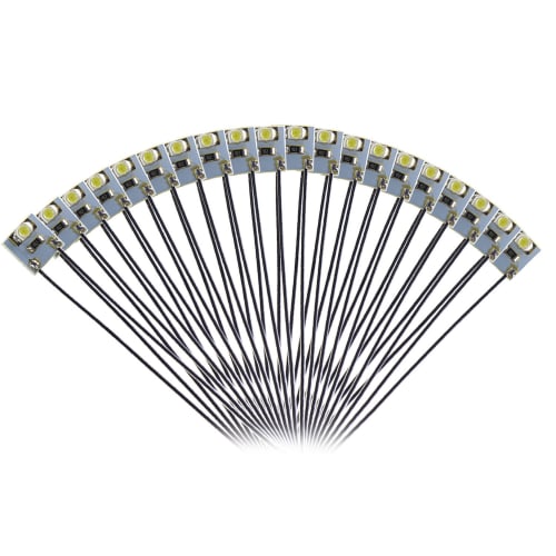 20-Pack White SMD 3528 Chip LEDs with Wiring and Resistors for Model Trains, Railways, Buildings, and Dioramas