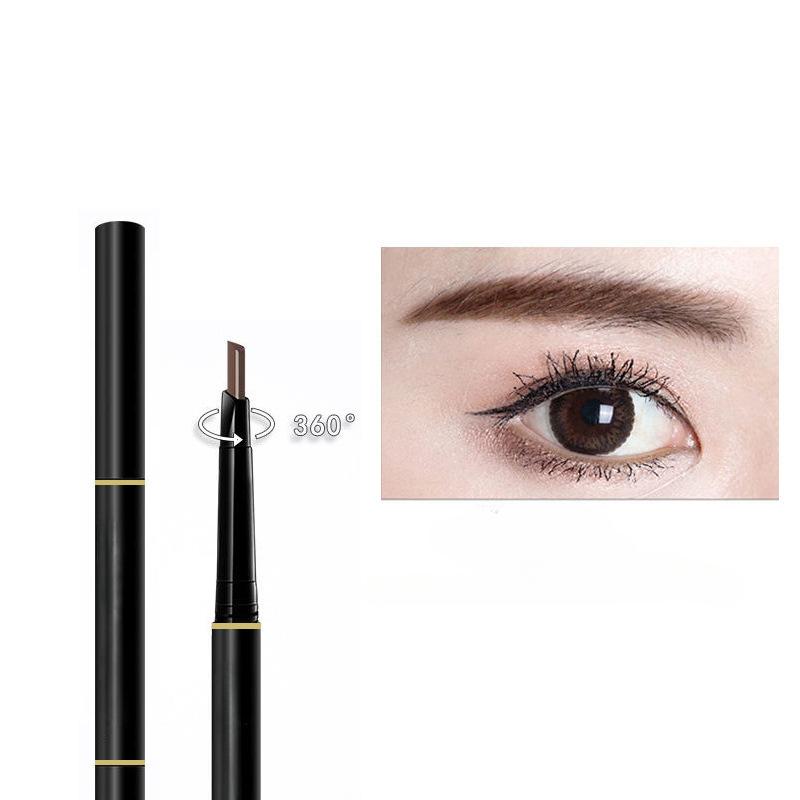 Double Head Automatic Rotating Eyebrow Pencil Waterproof Long Lasting Eyebrow Enhancer with Brow Brush Easy to Paint Makeup Tool