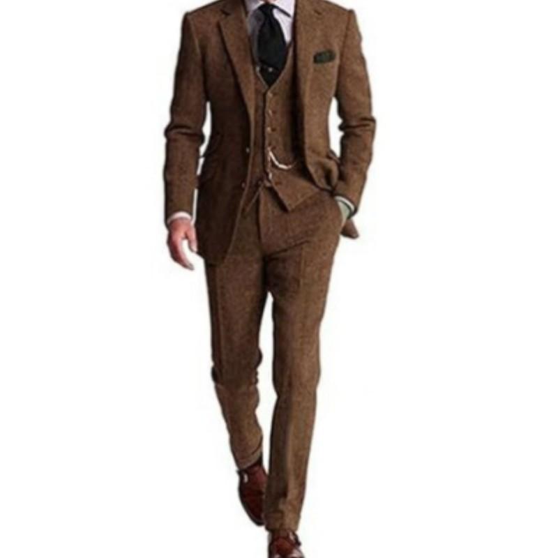 Traje Slim de Espiga para Hombre Cuatro Estaciones Negocios Traje de Padrino Traje de Boda para el Novio