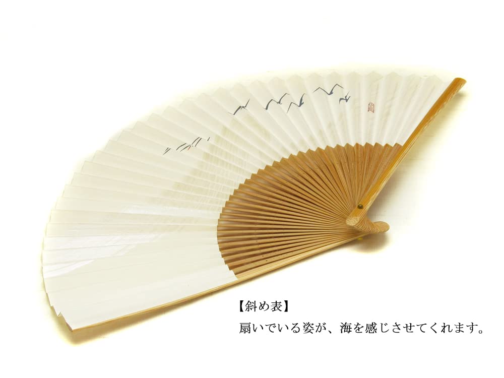 Kamome for made in Japan by paper fan with a Japanese Kyo-sensu (Japanese fan) men, Kyoto, double-sided pattern.