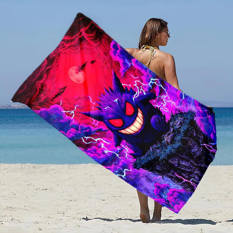 Children'S Bath Towel Gengar Towel Theme Beach Blanket Quick Dry Soft Swimming Towel For Beach Pool Bathyoga