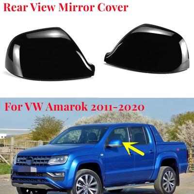 2Pcs Car Rear View Side Wing Mirror For VW Amarok V6 2H S1 S6 S7 Pickup 2011 -  Replacement Rearview Cover Cap Glossy Black