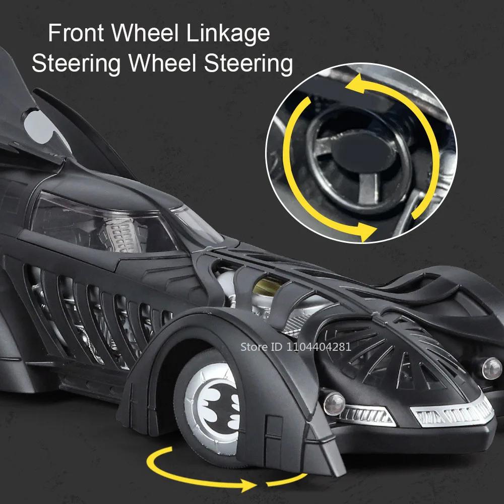 1:18 Alloy Batmobile 1995 1989 Sports Car Model Toys Diecast Vehice Front Wheel Steering Sound Light Miniature Car Birthday Gift