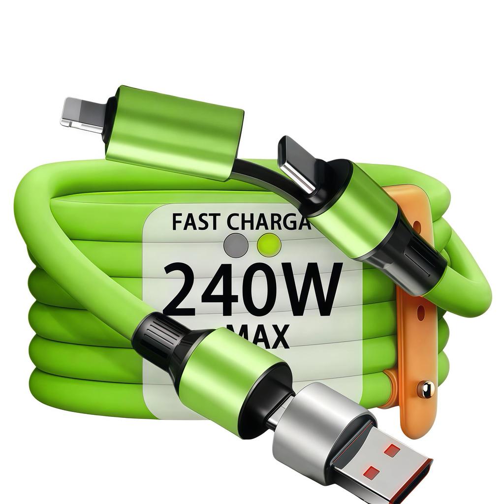 240W 4-in-1 Mecha Data Cable for Type-C: Compatible with Huawei and Apple 15/17 with PD Extended Charging.