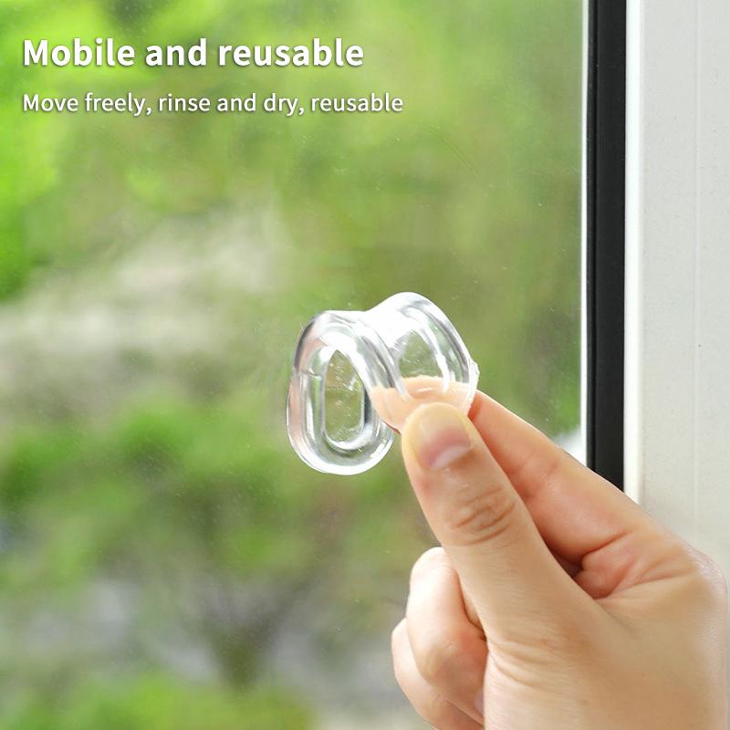 4Pcs Transparent Plastic Soft Pu Door Handle Self-Adhesive Sliding Door Handle Kitchen Cabinet Glass Sliding Door Drawer Handle