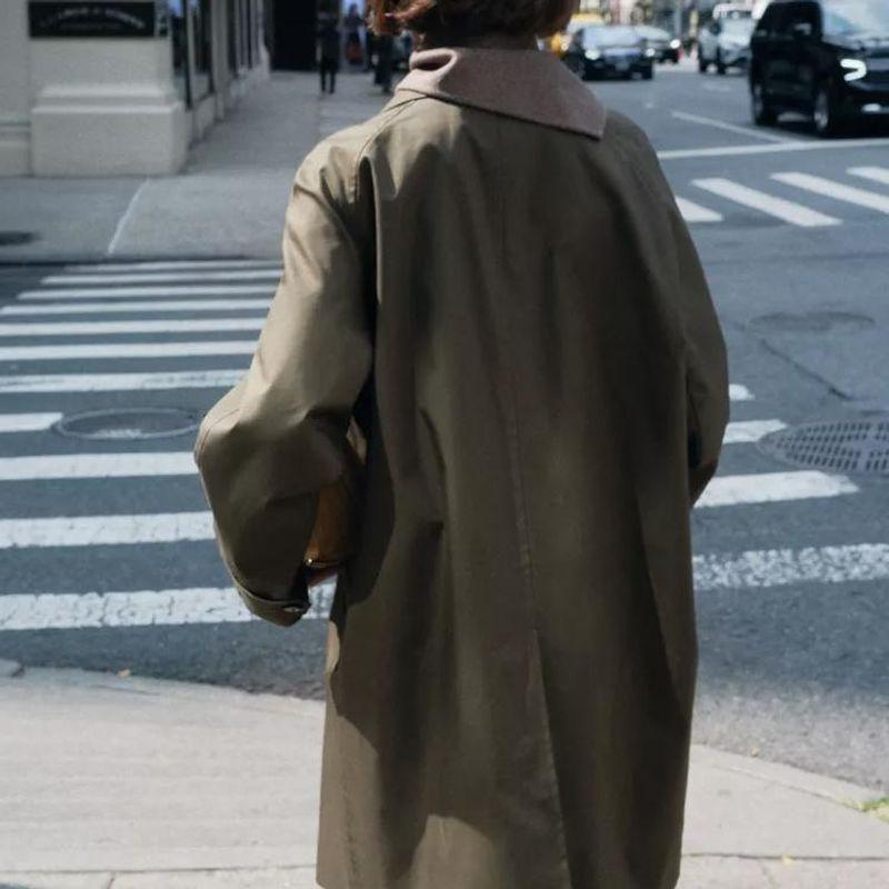 Fall and Winter New Women's Clothing British Style Minimalist Easiest for Match Single Breasted Long-Sleeved Lapel Coat Outwear 7522251