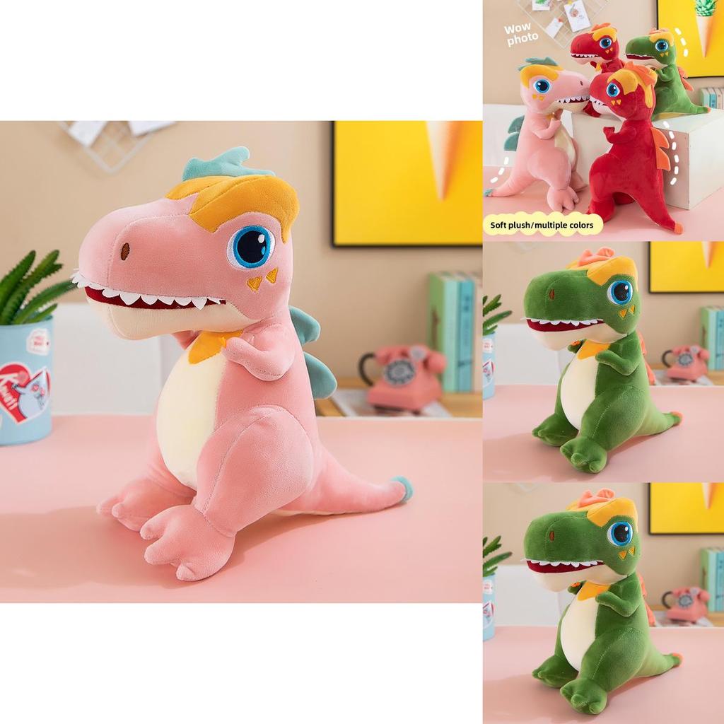 Dinosaur Plush Toy With Multicolor Flames For Kids Play And Comfort