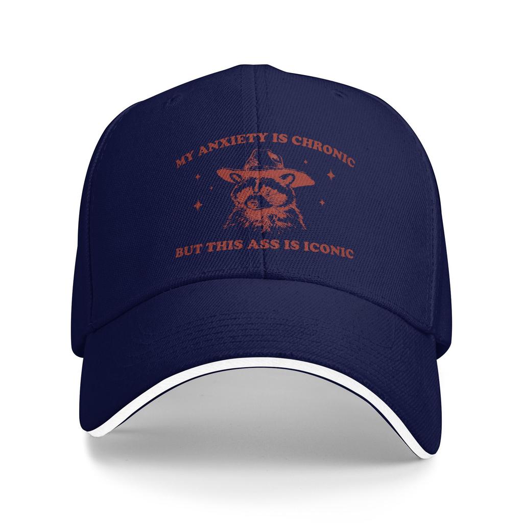 My Pain Is Chronic But This Ass Is Iconic Baseball Cap Raccoon Meme Y2k Retro Couple Print Sport Baseball Caps Birthday Present