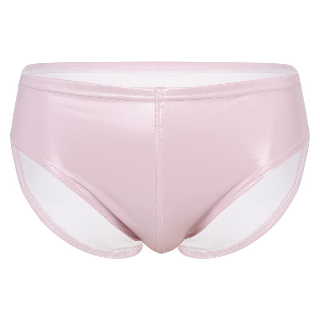 Mens Patent Leather Wet Look Briefs Elastic Waistband Underpants Underwear Club Pole Dancing Wear