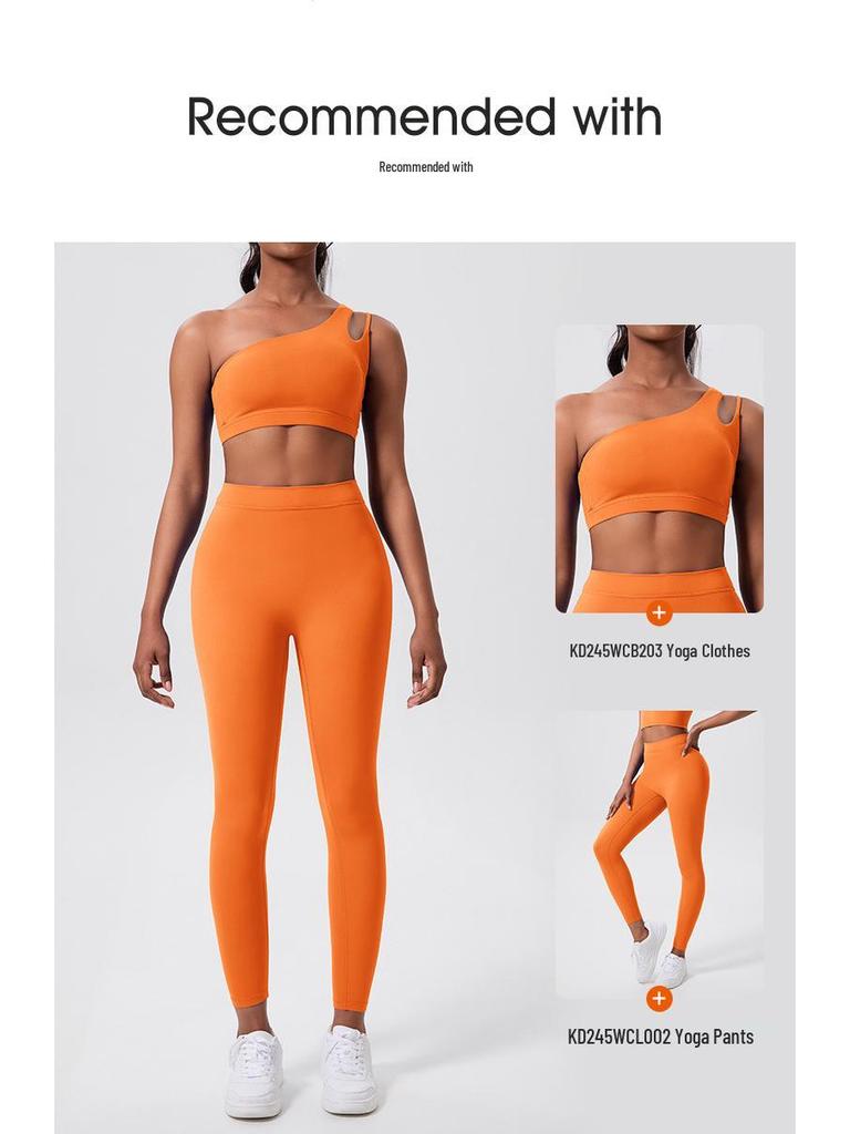 Damen Europäischer & Amerikanischer Elastischer Sport-BH: One-Shoulder Yoga & Fitness Rücken-Detail Weste