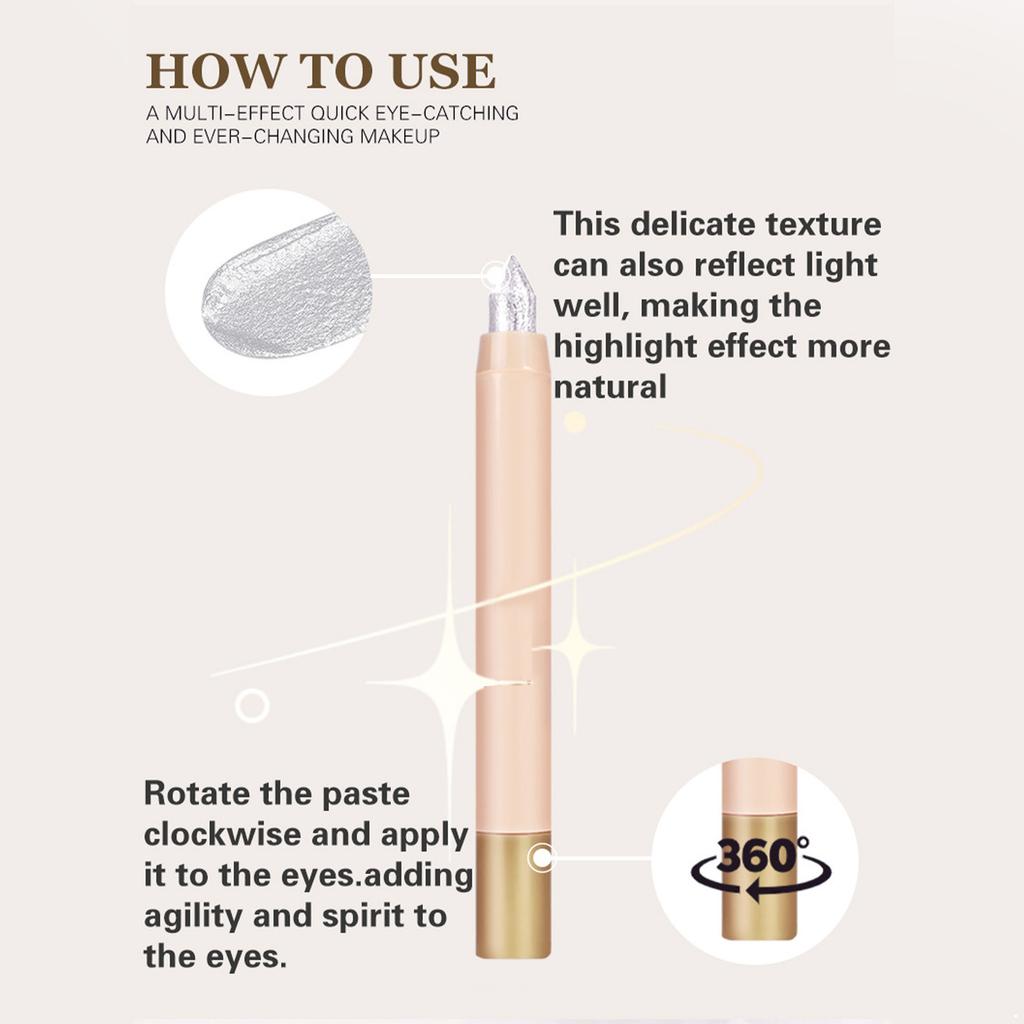 1 ks Vodotěsná tyčinka na oční stíny Hladký krémový třpyt Nemastná Dlouhotrvající tužka na oční stíny Tyčinka rozjasňovače Make-up Krása Nástroj