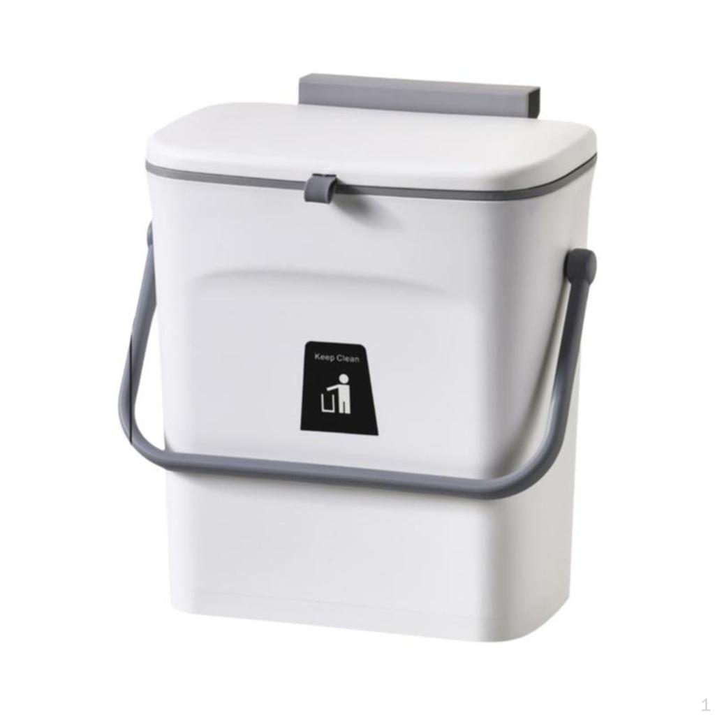 Hanging Trash Can for Kitchen, Flip Lid, Removable White 9L