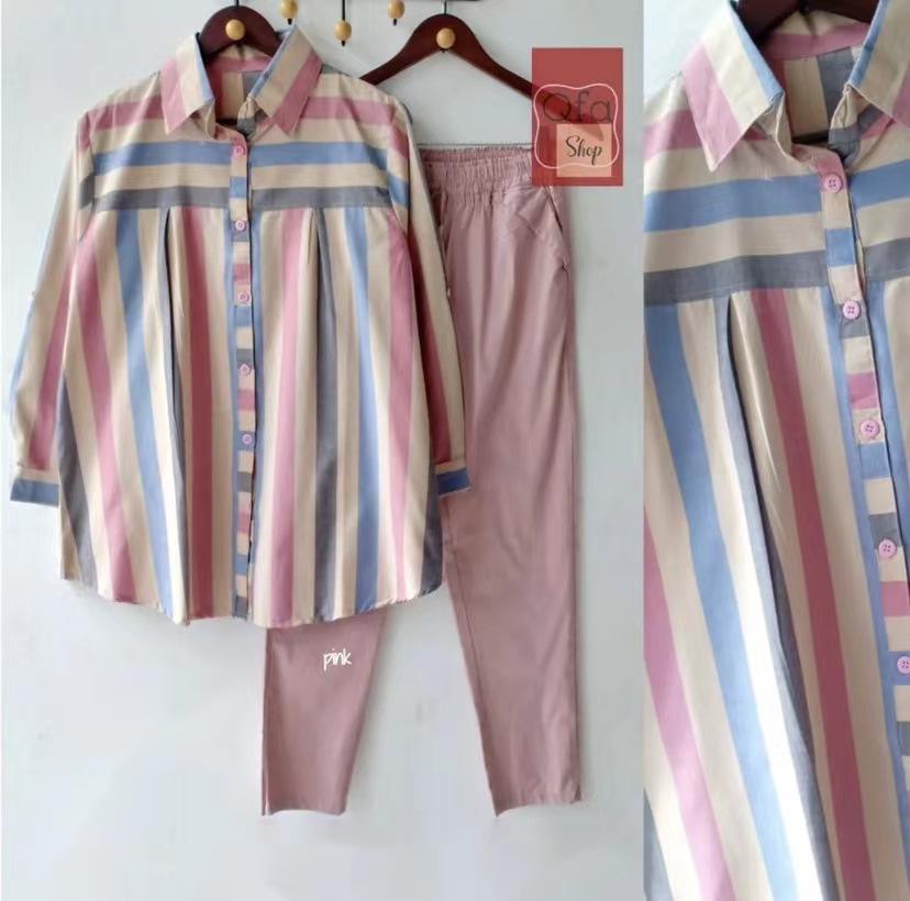 

Southeast Asia 2024 Elegant Summer Print Stripe Two-Piece Set for Women XL зелений