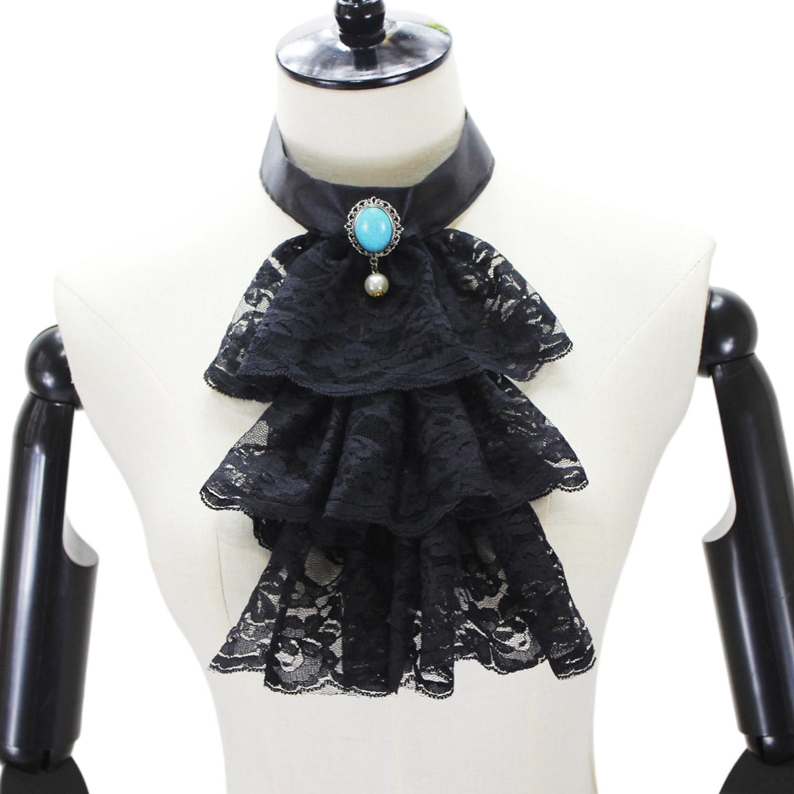

Женский стимпанк колониальный жабо галстук викторианский жабо воротник съемный воротник аксессуары для костюма для косплея чёрный