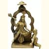 Pure Brass Made Baglamukhi Mata Puja Idol, Religious Statue, Gold Color - 12 Cm