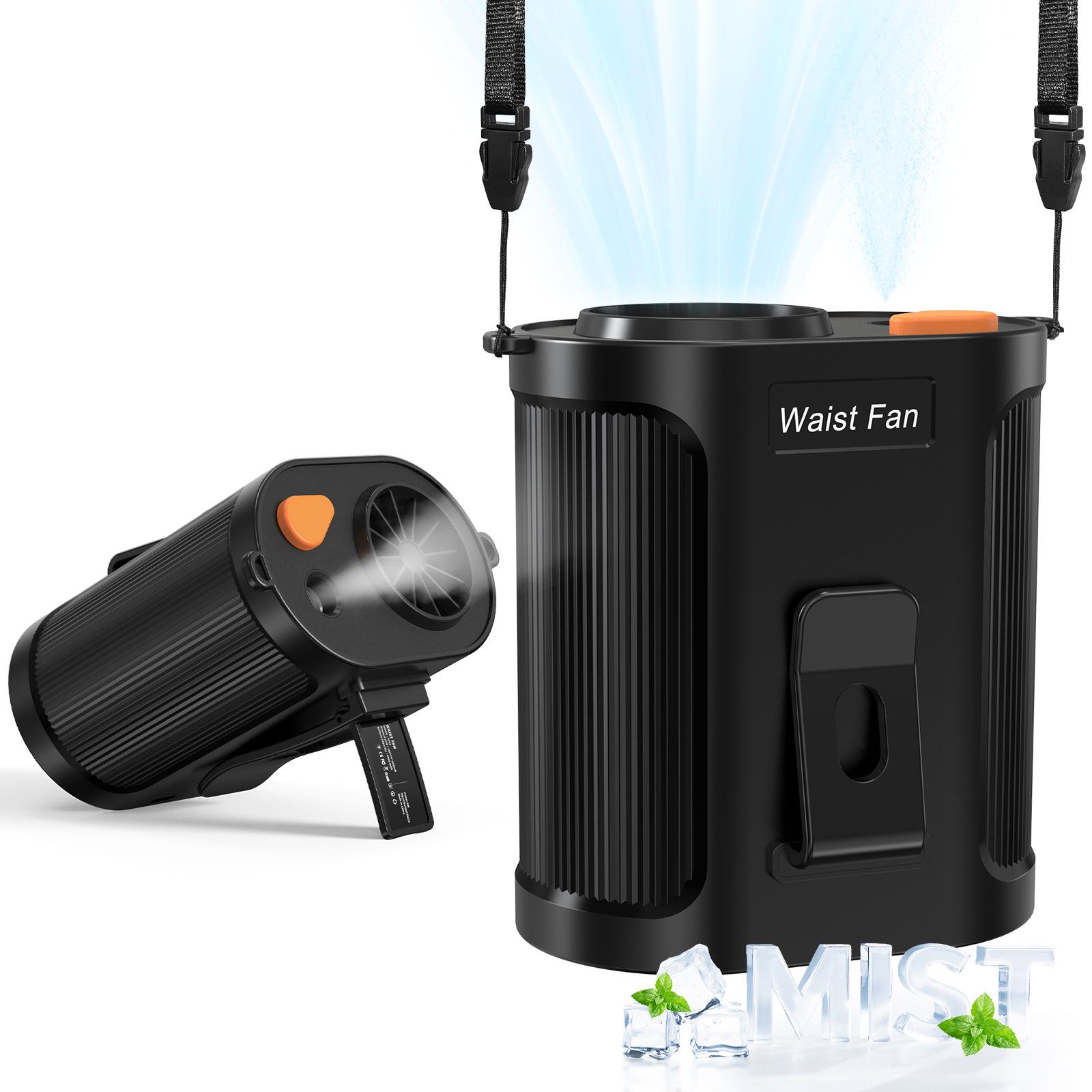 USB Rechargeable Cross-Body Waist Fan with Humidifying Spray GF01