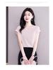 2023 Women's Slimming Short Sleeve Morandi Pink Ice Silk Cotton Casual Top