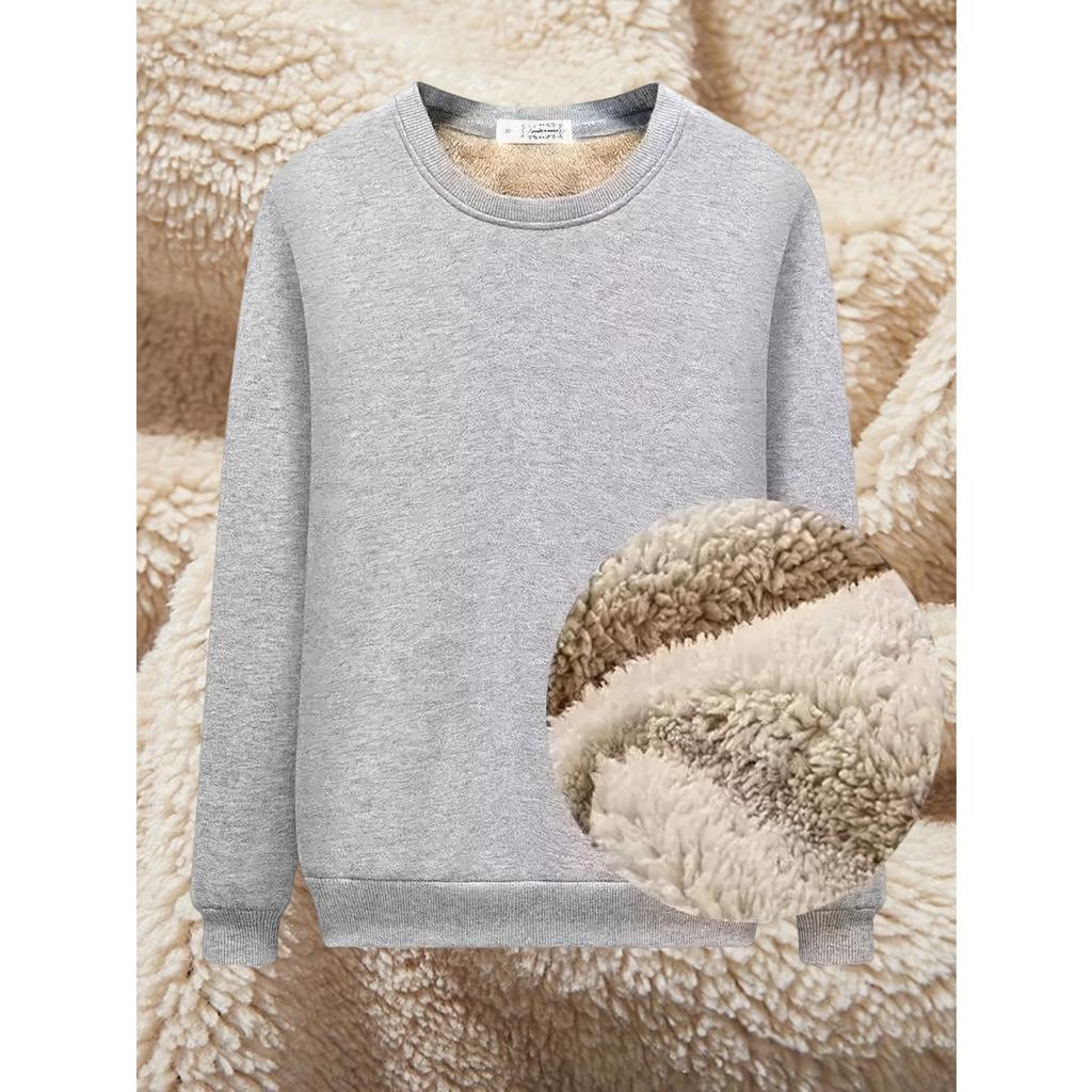 Tight Fitting Warm Clothing with Plush Insulation, Long Sleeves for Casual Sports, Autumn and Winter Tops for Outdoor Wear