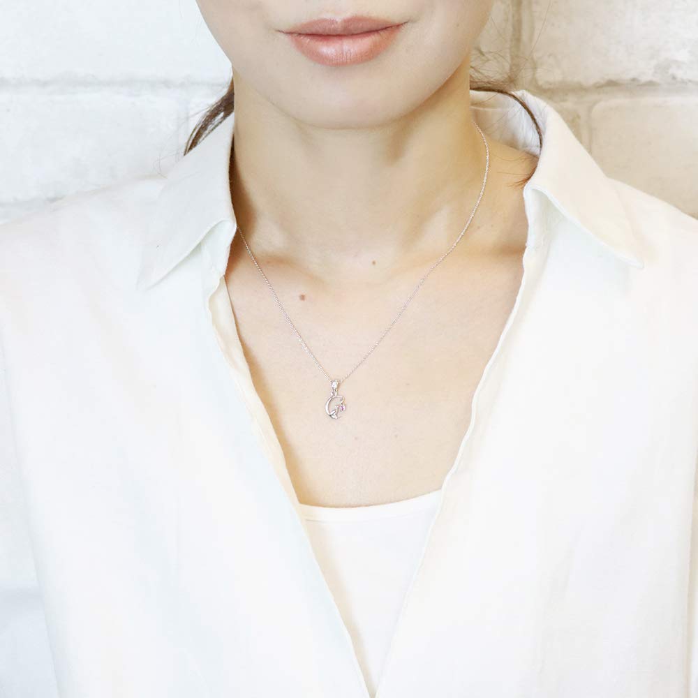[ALIVE] Crescent Moon and Cat Birthstone Necklace, Sterling Silver 925, Cubic Zirconia, Natural Stone, Cat, Moon, Birthstone, Cute and Stylish,