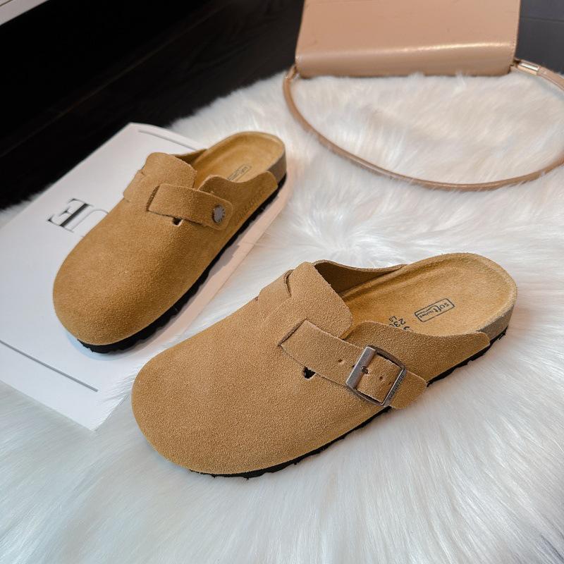 Birkenstock Women's Genuine Leather Closed Toe Summer Slip-On Slippers, 2025 New Thick Soft Sole