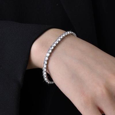 Women's Shine White Crystal Bracelet, Trendy Charm Tennis Chain Wristband, Wedding Party Gifts Jewelry Wholesale