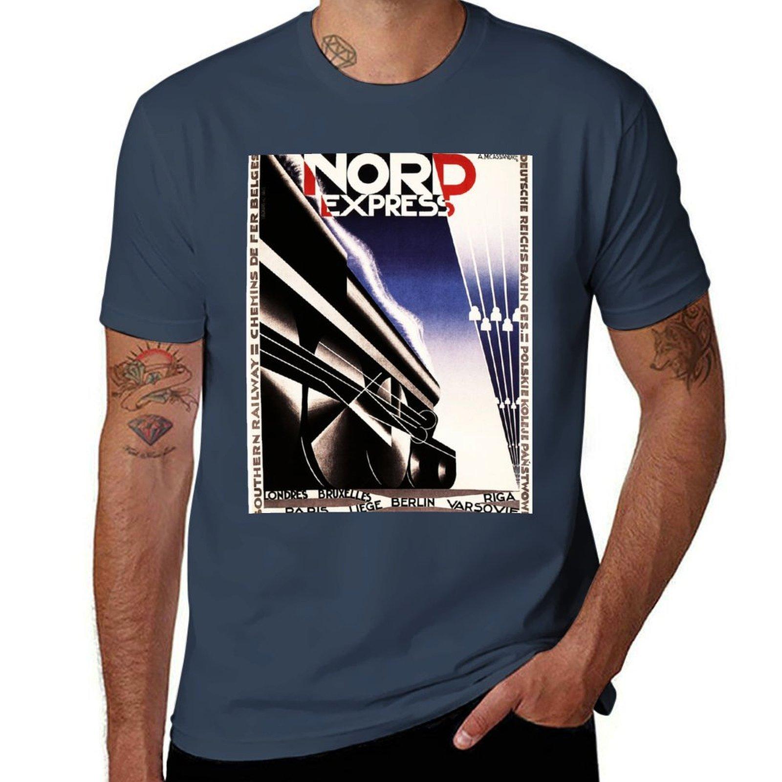 Nord Express Vintage Railway Poster Tshirt Retro Graphic Print Tshirt S
