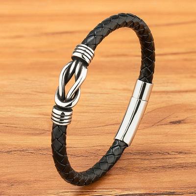 Herren Lederarmband Edelstahl Punk Schmuck Unregelmäßiges Design Mode Accessoires Gedenkgeschenke für Charm Armbänder
