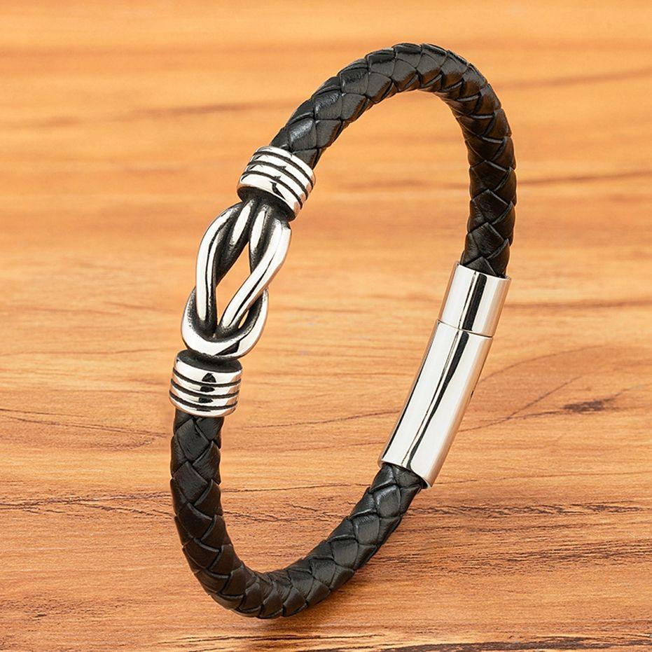 Fashion Men's Leather Bracelet Stainless Steel Irregular Accessories Commemorative Gifts for Charm Bangles Punk Jewelry