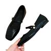 Retro Flat-soled Small Leather Shoes for Women, Spring and Autumn Square Head Soft Leather Commuting, One Pedal Doudou Shoes