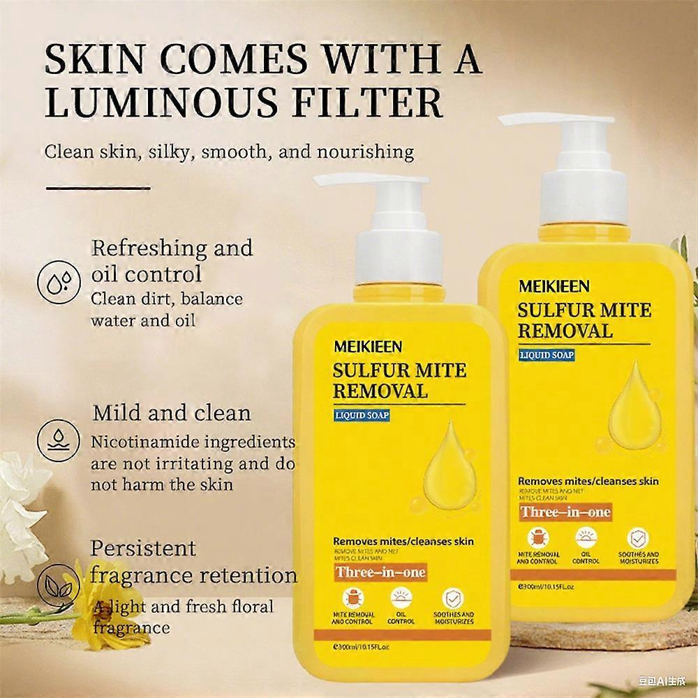 Sulfur Refreshing Shower Gel Against Body Odour & Acne, Antibacterial Sulphur Formula with Deep Cleansing for Sensitive Skin, PH Neutral & Vegan, 300M