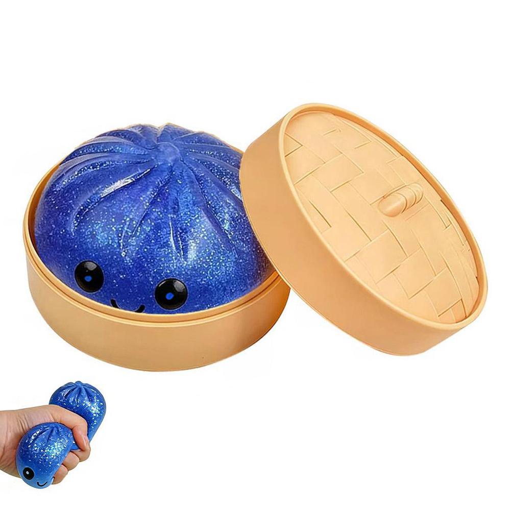Realistic Giant Steamed Bun Squeezable Toy With Box Glitter Squishy Dumpling For Stress Relief Sensory Squeeze Toy Gifts