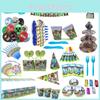 Minecraft Baby Shower Birthday Party Supplies Featuring Vibrant Tableware Set