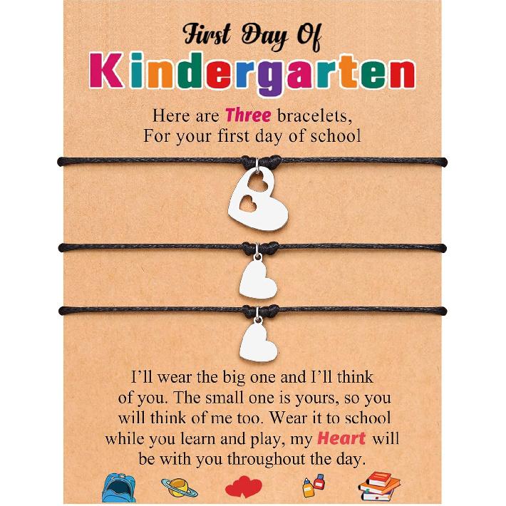 First Day of Kindergarten/Preschool Gift Back to School Bracelet Mommy and Me Matching Mother Daughter Bracelets Set for 3