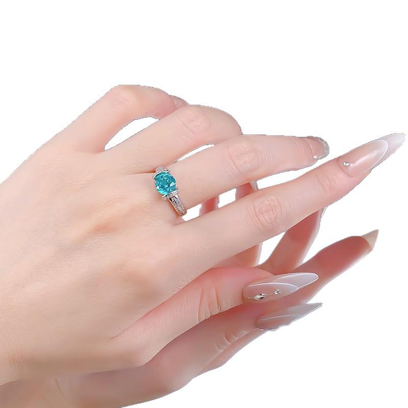 Inel MooKing Jewelry Argint S925 Diamant Culoare Paraiba Rotund