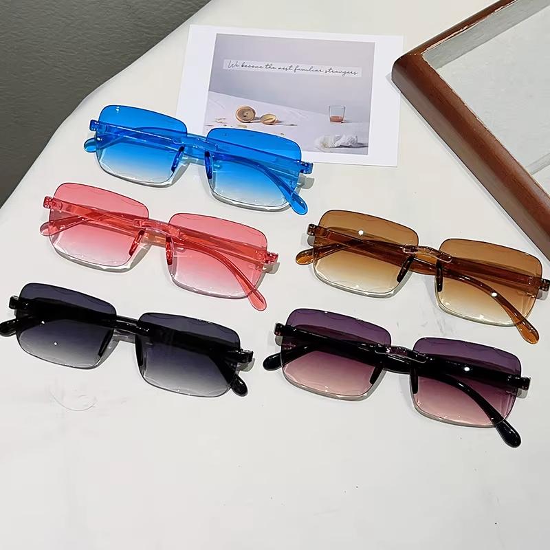 Non-polarized Fashion Vintage Square Rimless Sunglasses Men Women Gradient Outdoor Casual Party Gathering Eyeglasses