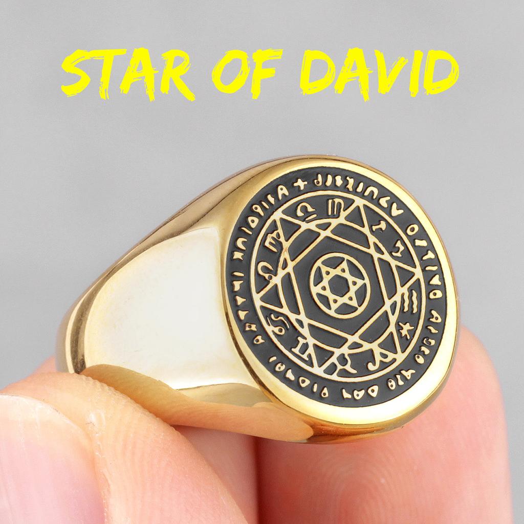 Costellazione Santo Patrono Stella di David Amuleto Anelli da Uomo in Acciaio Inossidabile per Fidanzato Maschio Gioielli Regalo Creativo