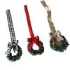6Pcs Artificial Wreath 13cm Small Christmas Wreaths Ribbon Bows Wreath for Front Door Kitchen Cabinets Wall Window
