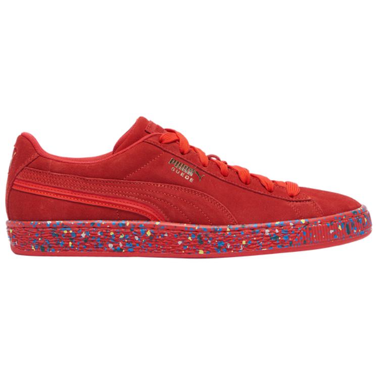 Puma Suede Triplex Mono Red Paint Splatter Men Sneakers High-Risk-Red Team-Gold 386852-02