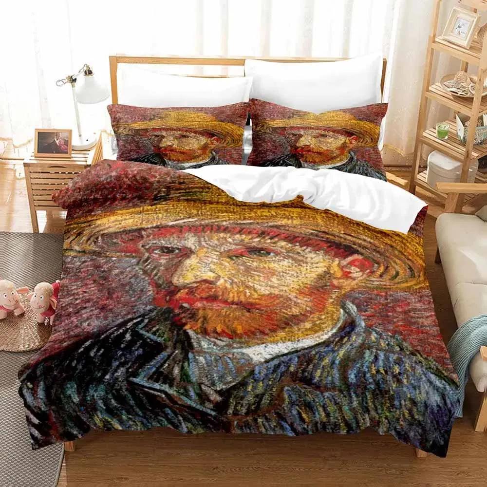 Van Gogh Young Boys Bedrom Soft Duvet Cover Single Double Ful Quen King-Sized Dimensionsd Dimensions Retro Clasic 3D Beding Set Soft Duvet Cover Bed