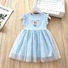Girls' Elsa Princess Pink Star Mesh Dress - Short Sleeve Summer 2026 Edition
