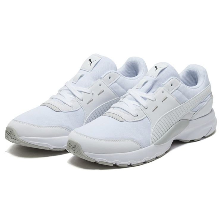 Puma Future Runner Fabric Round Toe Lace-Up Durable Lightweight Low-Top Casual Shoes Men Sneaker White Gray 372611-01