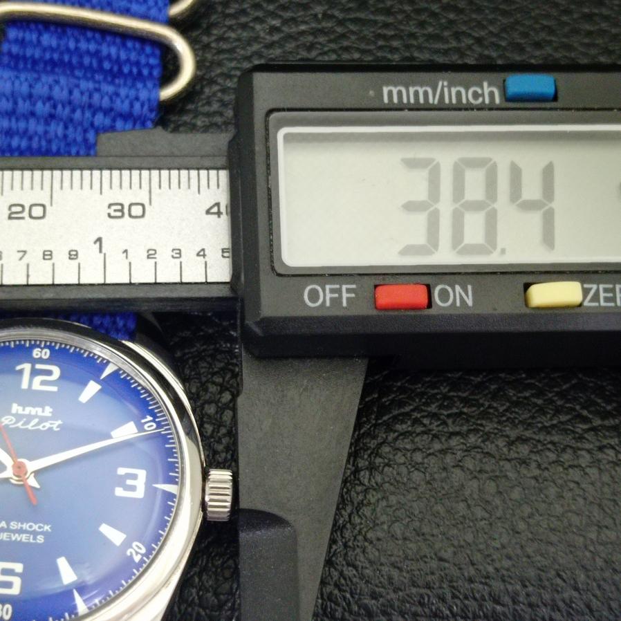 USED HMT PILOT AUTHENTIC INDIAN MENS MANUAL WINDING BLUE DIAL WATCH A430100-2 R101-a430100