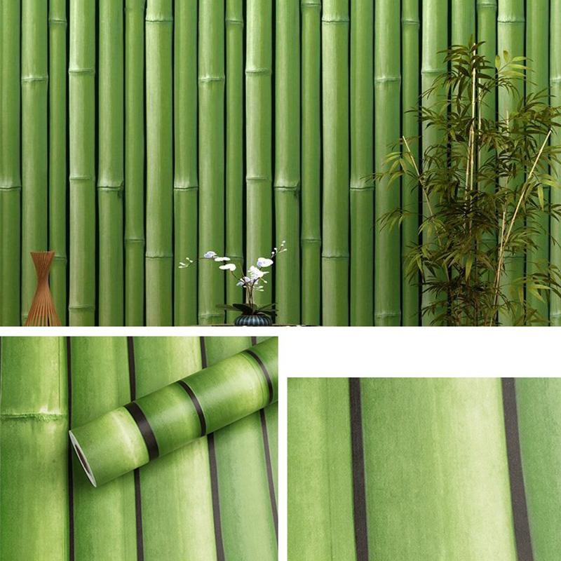 10 Meter Self-Adhesive PVC Bamboo Wallpaper 45cm Wide Art Wall Paper Home Renovation Background Decor Wall Stickers