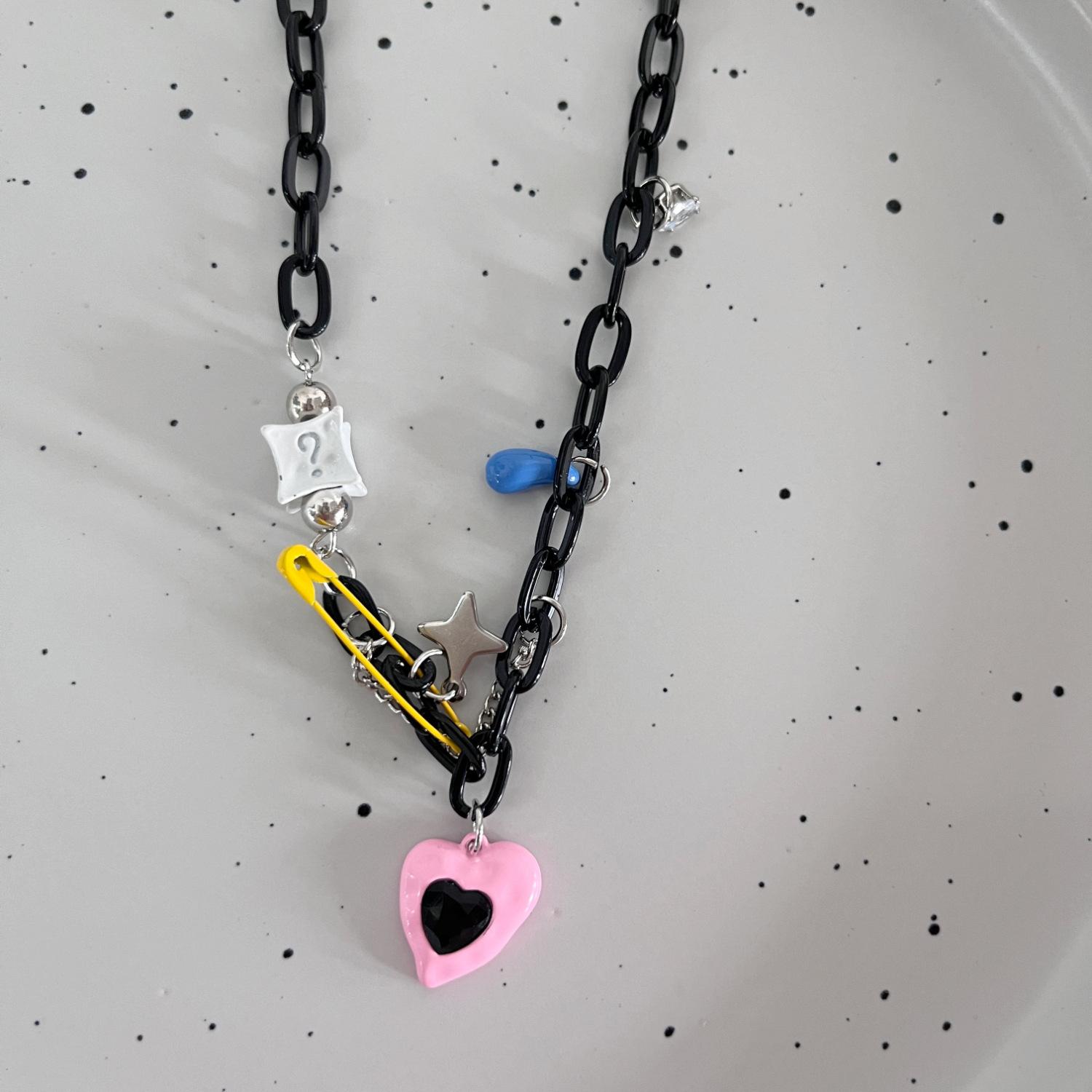 Summer beaded love necklace women s new collarbone chain light luxury niche neck chain accessories women
