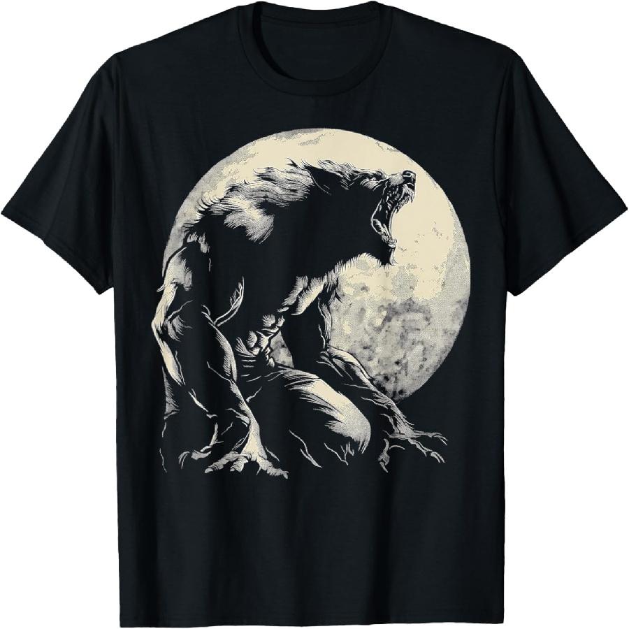 Werewolf Wolf Howling Moon Halloween Alpha Male T-Shirt S
