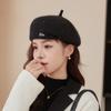 Beret children's autumn and winter face small painter hat trendy new big head circumference rabbit hair knitted newsboy hat