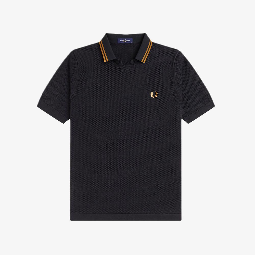 FRED PERRY [Sharp] Pointel Knit Shirt - Black Afpm2612330-102