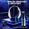 Wireless Gaming Hdset with 2.4GHz/ /Wired Modes, RGB Lighting Game Hdphones with Noise Canceling Mic, 7.1 Surround Sound, for PC, Game Console,