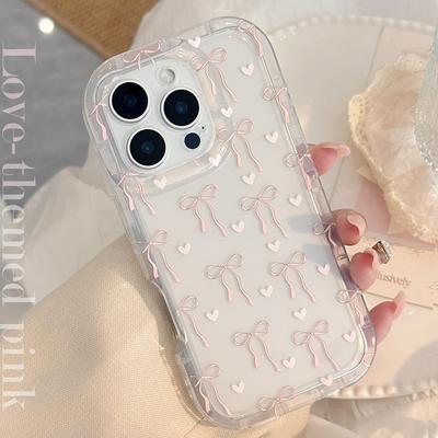 Capa de celular transparente com laço de amor para telefones Apple